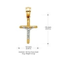 thumbnail image 3 of 14K Two Tone Gold Jesus Crucifix Cross Pendant with 1.9mm Figaro 3+1 Chain Chain Necklace - 22", 3 of 4