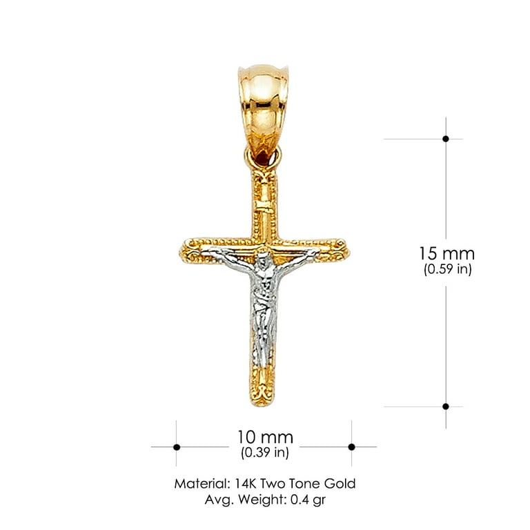 14k Two-tone White and Yellow Gold Small Fleuree Cross 18-inch Chain Necklace 14k Two-tone White and Yellow Gold Small Fleuree Cross 18-inch Chain Necklace