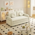 thumbnail image 4 of 52.4'' Pull Out Couch Full-Size, Futon Sofa Bed, Convertible Sleeper Sofa Bed with USB Port, Storage Pockets, 2 Pillows, Modern Chenille Loveseat Couches for Living Room, Small Space, Beige, 4 of 7