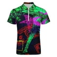 thumbnail image 4 of Neo Pop Art Blacklight Glow in The Dark Men Zipper T-shirt Summer Casual Short Sleeve T-shirt Top, 4 of 7