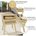thumbnail image 4 of PRZL Mid-Century Modern Rattan Nightstand (2 SET), Boho Wood Accent Table with Storage Drawer - Bedside Table for Bedroom or End Table for Living Room, Natural Wood Accent Decor - Light Brown, 4 of 8