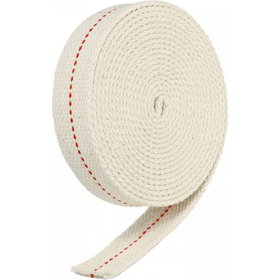 Oil Lamp Wick 1 Inch Flat Cotton Lanterns Wick, 10ft, Red Stitch, Kerosene Burner Lighting
