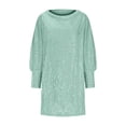 thumbnail image 6 of Glitter Women's Metallic sequins Asymmetrical Off Shoulder Long Sleeve Fitted Dress for Club Outings and Galas, 6 of 9