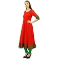 thumbnail image 6 of Bimba Women Georgette Long Anarkali Kurta Kurti Casual Solid Plain Blouse Dress, 6 of 9