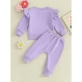 thumbnail image 4 of CIYCuIT Toddler Baby Girls Long Pants Sets Long Sleeve Side Slit Cross Pattern Sweatshirt + Trousers 2Pcs Tracksuit Infant Solid Color Outfits for Spring Fall 0-3 Years, 4 of 8