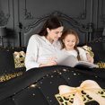 thumbnail image 4 of meiyoeat Gold Cheetah Initial B Full Size Comforter Sets,Glitter Print Monogram Art Bedding Comforter Set For Girl,Black Reversible,3-Piece,1 Comforter and 2 Pillowcases, 4 of 7