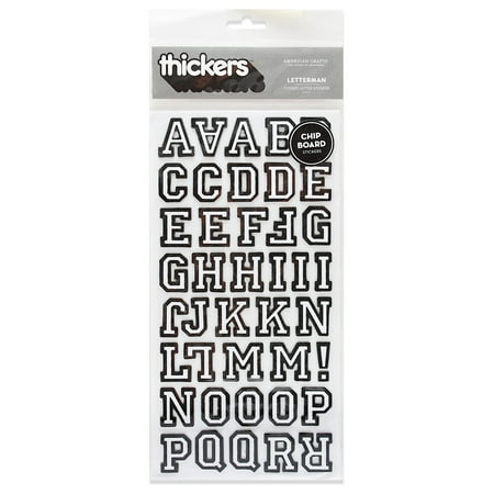 - Thickers Dimensional Letters flocked chipboard, letterman, black (pack of 3)