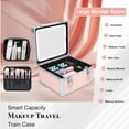 thumbnail image 5 of Makeup Box with Led Mirror,Travel Train Hard Case with Rechargeable Lighted Mirror Adjustable Dividers,Cosmetic Organizer Storage Bag for Makeup Artists,Appropriate Gift for Women and Girls,Pink, 5 of 14