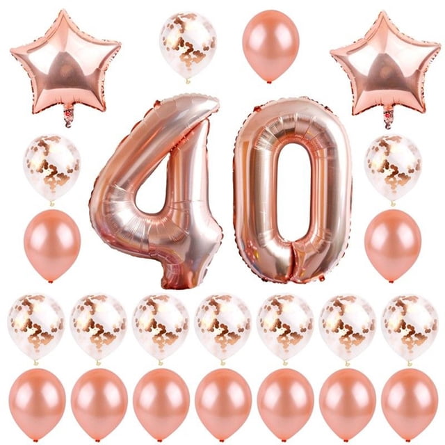 Juego de 24 globos decorativos de 40 años con látex natural, película de aluminio y lentejuelas para fiesta de cumpleaños.