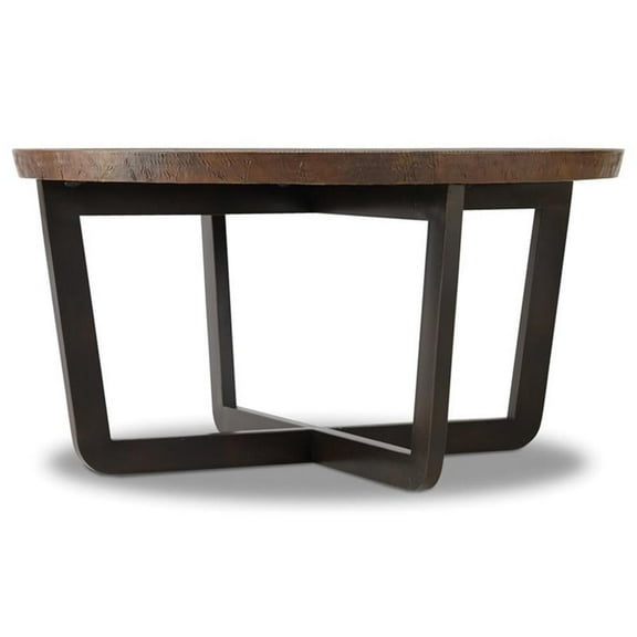 Pemberly Row Modern / Contemporary 35" Round Copper Top Coffee Table