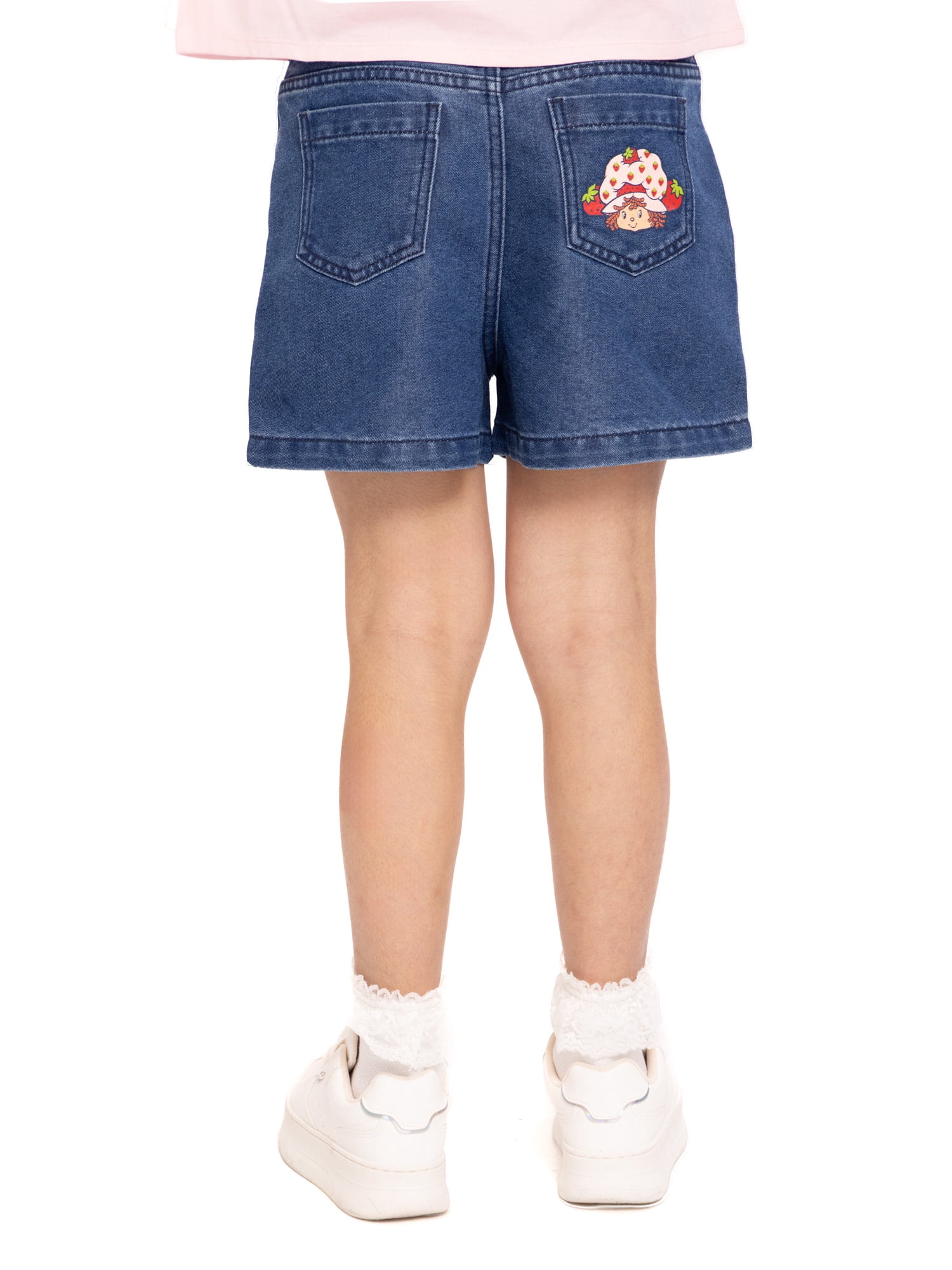 Strawberry Shortcake Girls Graphic Print Denim Shorts, Sizes 4-16