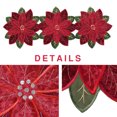 thumbnail image 2 of OVZME Christmas Table Runner 36 Inch Embroidered Velvet Cutwork Poinsettia Red Table Decor, Holiday Christmas Applique Decorations for Party Dining&Kitchen Table Decorations, 14X36 Inch, 2 of 5