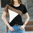 thumbnail image 5 of B91xZ Blouse Mode Grande Taille pour Femmes T-shirt Imprimé Ample Manches Courtes Col Rond Hauts Décontractés, Café m, 5 of 5