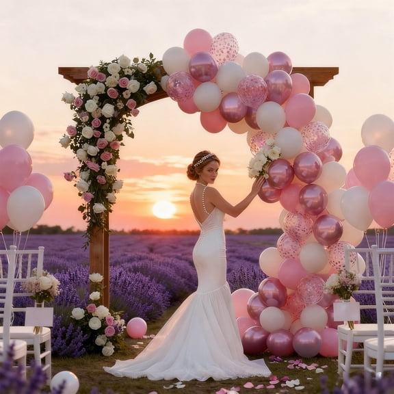 60 Piece Party Inflatables Decor, For Romantic Couples Celebration, Anniversary Special Occasion Setup Bundle For Festive Event Decorations