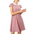 thumbnail image 6 of INSPIRE CHIC Women's  Peter Pan Collar Above Knee Hidden Zipper Back a-Line Dress XL Pink, 6 of 8