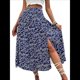 thumbnail image 1 of Faldas Largas Estampadas para Mujer, Cintura Alta, Abertura en Forma de A, Falda Larga Hasta el Suelo. Azul Marino L, 1 of 7