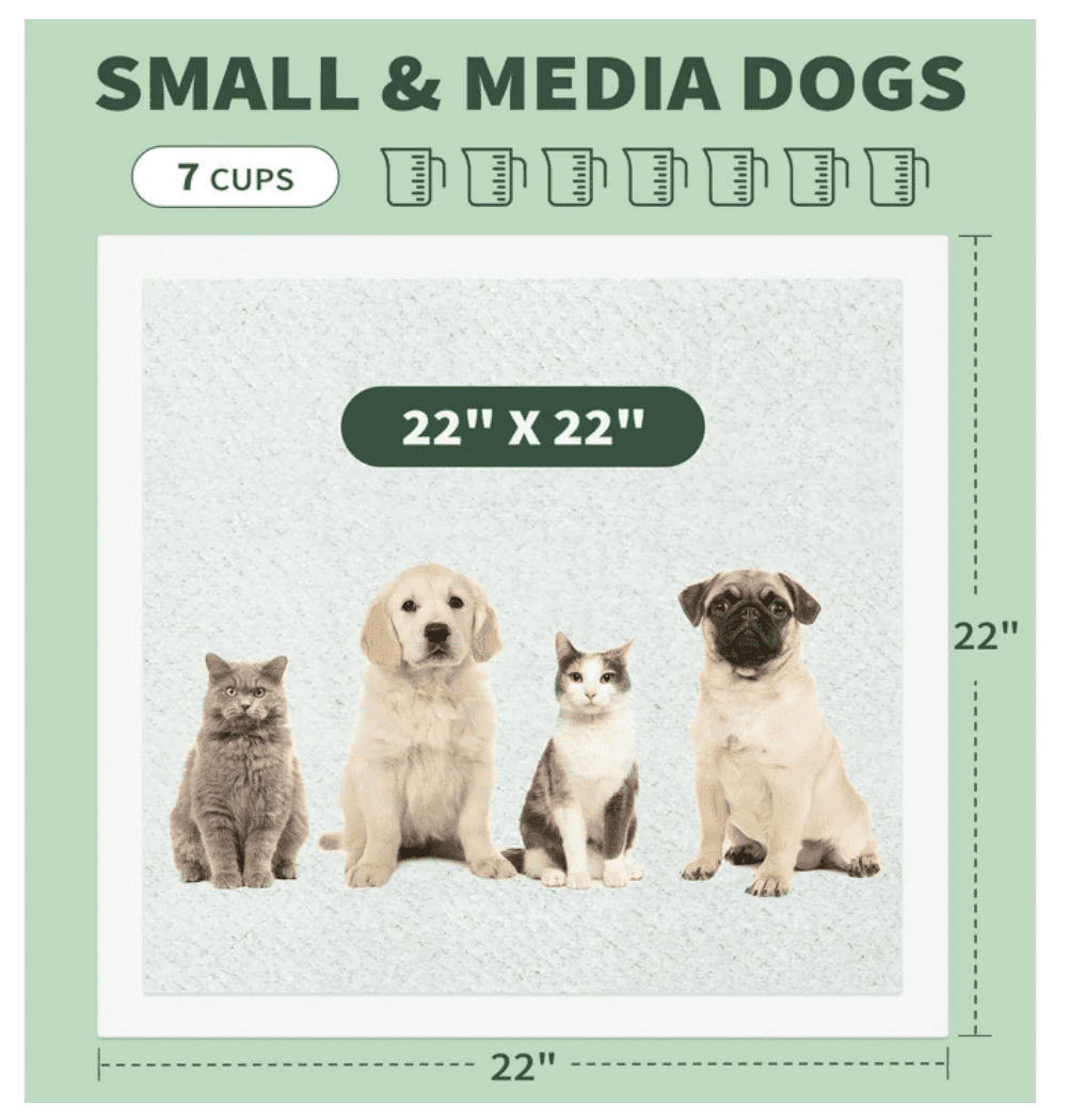 Dog and Puppy Pee Pads with Leak-Proof Quick-Dry Design for Potty Training，Pack of 100