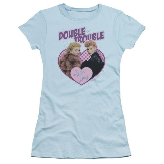 I Love Lucy Double Trouble S/S Junior Women's T-Shirt Sheer Light Blue