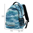 thumbnail image 2 of FORMRS Unisex Backpack Elementary School Travel Bookbag with Reflective Stripes, Green Watercolor Ocean Waves, 2 of 7