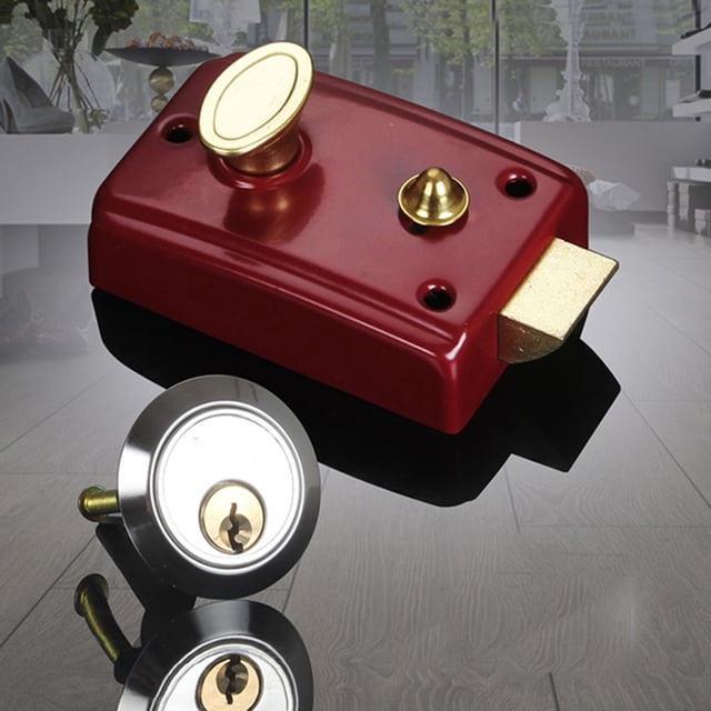 Maoww Night Latch Deadbolt Rim Lock Antique Locks Front Door Office House Padlocks Gate Bolt Lock