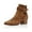 Tan, variant on Women Block Low Heel Suede Cowgirl Boots Pull on Ankle Bootie with Buckle Strap Shoes Size 9 Tan
