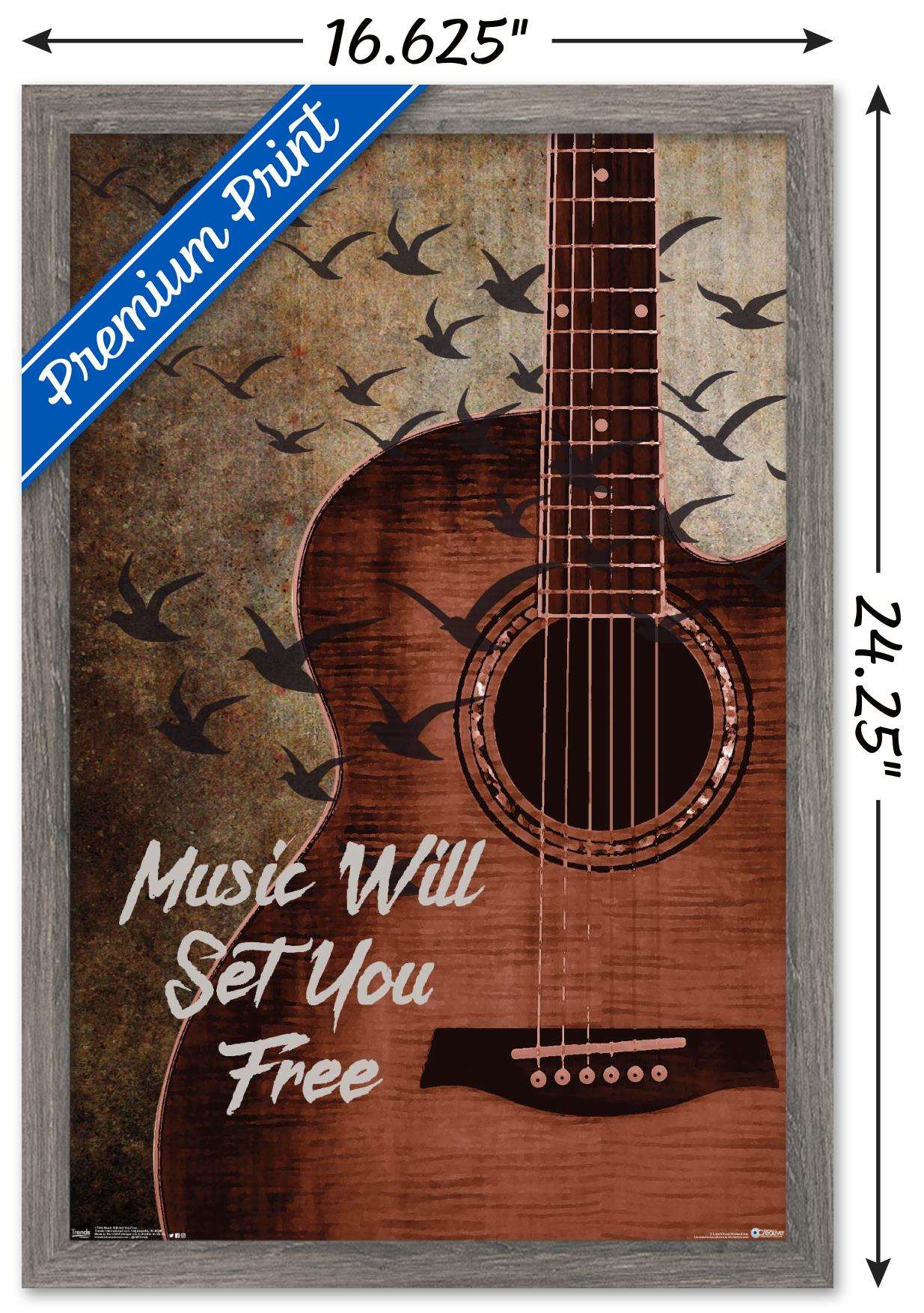 Music Will Set You Free Wall Poster, 14.725" x 22.375", Framed