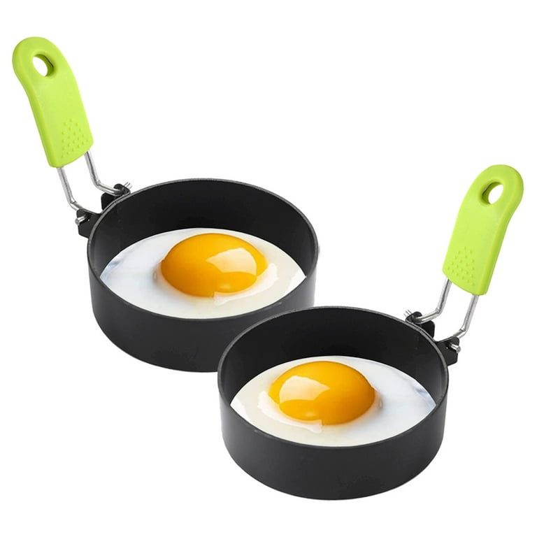 Egg Ring for Frying Eggs and English Muffin - Round Egg Shaper Mold with  Anti-scald Handle - Stainless Steel Non-stick Egg Cooker Ring - 2