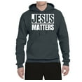 thumbnail image 2 of Jesus Matters Christian Love God Church | Mens Inspirational/Christian Hooded Sweatshirt Graphic Hoodie, Charcoal, Small, 2 of 3