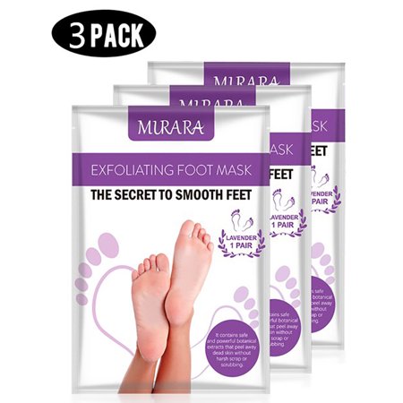Murara 3 Pack Foot Peel Mask, Exfoliator Peel Off Calluses Dead Skin Callus Remover, Baby Soft Smooth Touch Feet (Lavender)