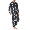 thumbnail image 2 of Fotbe Lilies Flowers Pijama de Hombre con Estampado de Manga Larga, Conjunto de 2 Piezas, Ropa de Dormir Suave y Cómoda con Bolsillos-Large, 2 of 7