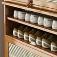 thumbnail image 5 of Colourtree Bamboo Shoe Cabinet Modern Entryway Shoe Storage Organizer with Rattan Doors Flip Shoe Rack Premium Storage for Hallway Bathroom Kitchen (5 Tiers, 27.5" Brown), 5 of 9
