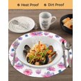 thumbnail image 3 of 15 Inch Round Placemats Set of 6, Purple Pink Spring Floral Non Slip Heat Insulation PP Table Mats, Summer Botanical Flower Washable Place Mats for Kitchen Dining Party Table Decor, 3 of 7