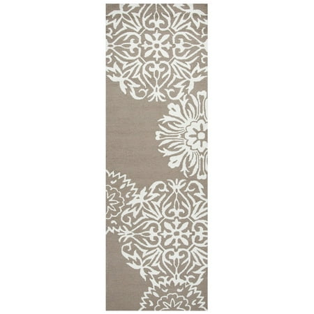 Medallion 2.5 Inch Silver Medallion - Rizzy Home Azzura Hill Ah047A Light Brown / Off White Area Rug 3 Feet 6 Inches x 5 Feet 6 Inches