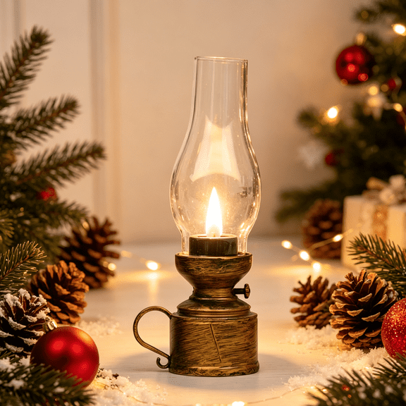Halloween Vintage Mini Flameless Table Lamp, Clear Cover Christmas Warm Light Candle LED Light, Desktop Decor Gift for Bedroom Living Room Office Camping Emergency Home Decorations