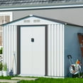 thumbnail image 4 of HOGYME 8' x 8' Outdoor Metal Storage Shed,Utility Tool Storage Shed with Double Sliding Doors, 4 Vents for Patio Lawn Backyard, White, 4 of 13