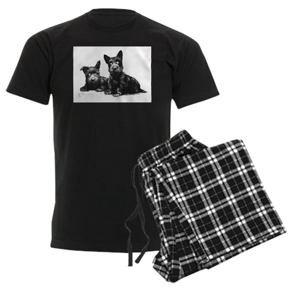 CafePress - Scottie Dogs Men's Dark Pajamas - Men's Dark Loose Fit Cotton Pajama Set