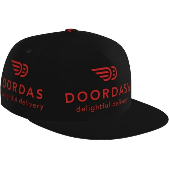 Doordashs Hat Flat-Brimmed Baseball Cap Dad Ball Hat Snapback Hip Hop Cap for Men and Women Black