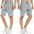 thumbnail image 2 of QPNGRP Men's Workout Stretch Shorts Casual Drawstring Elastic Zipper Pockets Lightgrey 40, 2 of 8