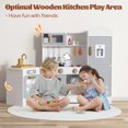 thumbnail image 2 of Kids Play Kitchen Set, Pretend Wooden Play Kitchen with Stove, Oven, Sink, Ice Maker, and Accessories, Chef Pretend Play Set with Real Lights & Sounds, Gift for Kids Toddlers, 2 of 7