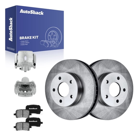 AutoShack Front Vented Brake Rotors   Ceramic Pads   Calipers 8-PC Brake Kit Replacement for 2006-2011 Chevrolet HHR 10.85" (275.7 mm)