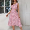 thumbnail image 5 of Womens Summer Casual Sleeveless Crewneck Swing Sundress Long Beach Dresses Floral Sexy Cutout Flowy Swing Midi Dress, 5 of 7