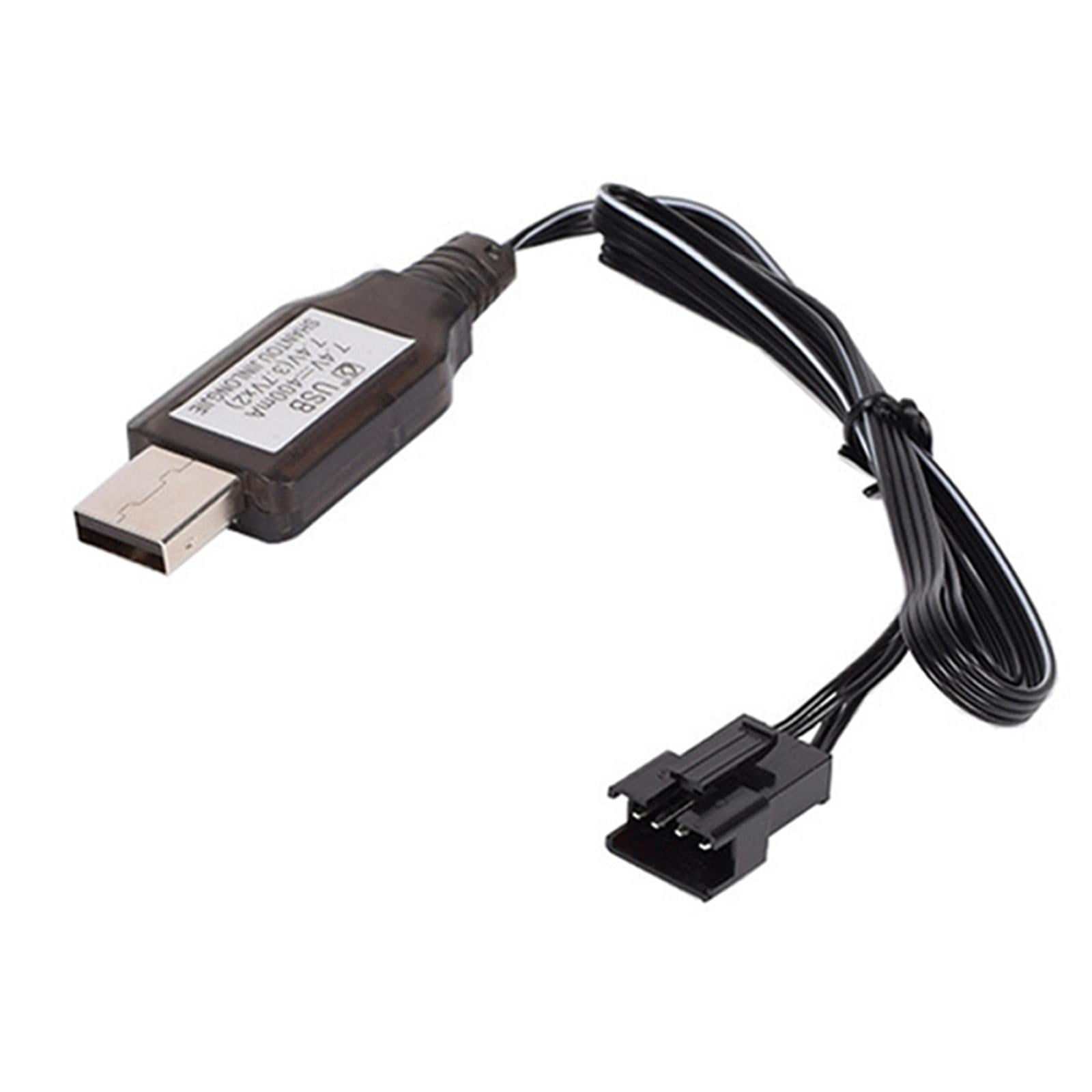 7.4V USB Charger Cable with Indicator Light with SM4P Plug for 400MA 4- Po Battery for RC Car/Boat