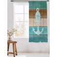 thumbnail image 3 of Sheer Curtains 63 Inch Length, Teal Blue Anchor Semi Sheer Curtains Light Filtering Window Treatment, Nautical Coastal Ocean Wooden Retro Art Privacy Voile Drapes for Living Room Bedroom 52x63 Inch, 3 of 7