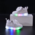 thumbnail image 5 of Girls Glitter Bow Light Up Sneakers Kids Sole Athletic Shoes with Strap Girls（12M 6Y） Clothes, 5 of 5