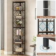thumbnail image 3 of Finmind 7 Tier Tall Industrial Corner Bookcase, Engineered Woods Brown, 13.78" x 13.78" x 78.7", 3 of 7