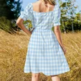 thumbnail image 4 of Blue Gingham Sleeveless Dress Cocktail of dresses women's summer clothing 2024 women's elegant loose dresses, 4 of 7