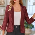 thumbnail image 2 of lcziwo Today's Deals Women Sequin Jacket Glitter Sparkle Open Front Casual 3/4 Sleeve Party Shininy Blazer Casual Lapel Collar Cardigans,Wine,L, 2 of 9