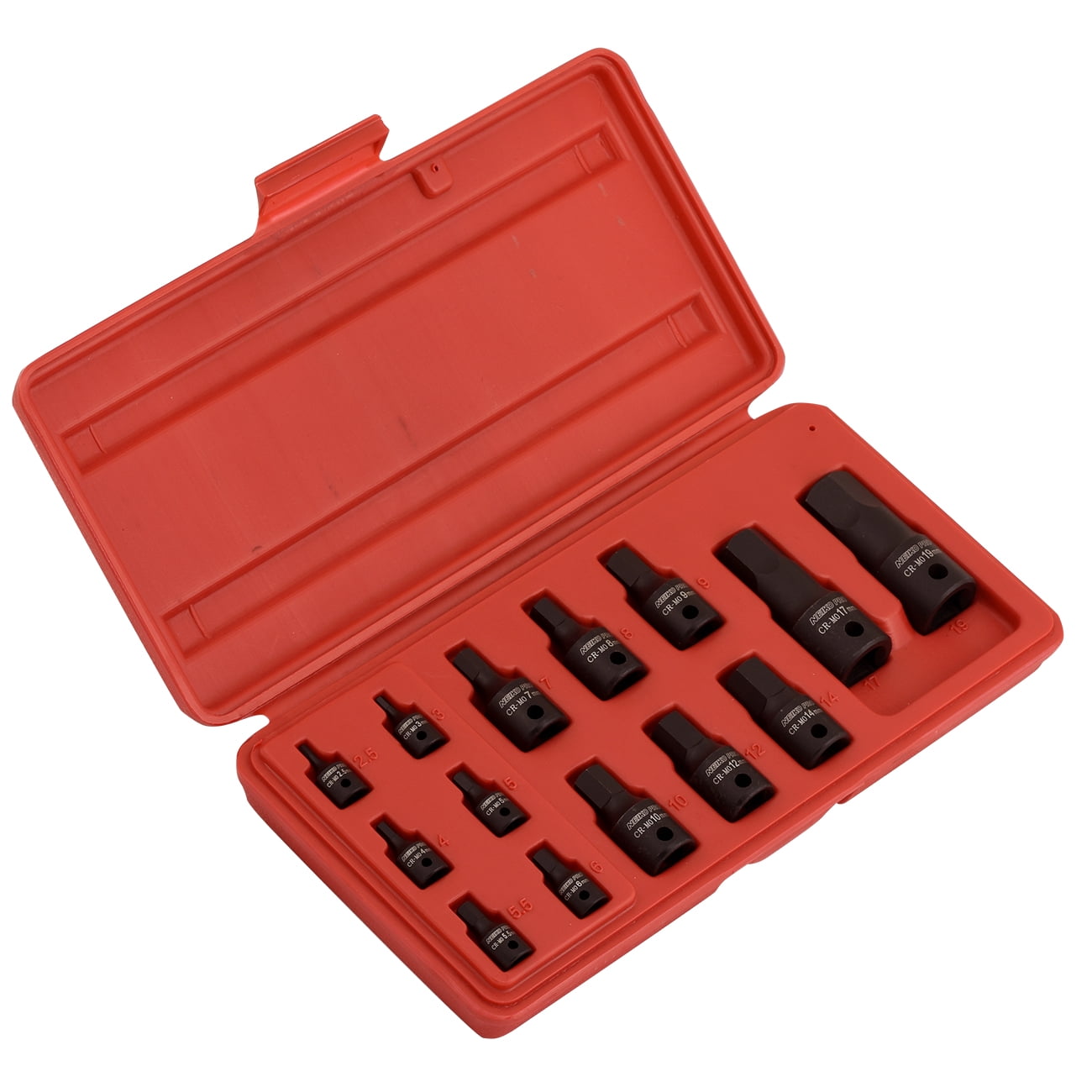 NEIKO 01141B Allen-Bit Socket Set, Metric Socket Set, 2.5 mm to 19 mm, 1/4-Inch, 3/8-Inch, and 1/2-Inch Drive, CrMo Steel, Impact-Grade, 14-Piece Set