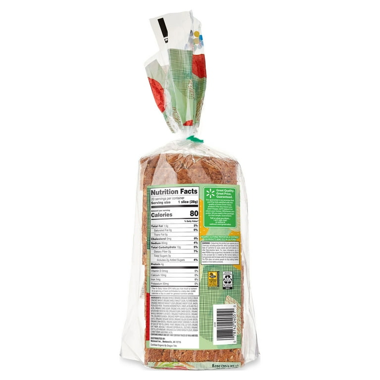 Great Value Organic Thin-Sliced Select Seeds Bread, 20 oz