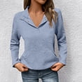 thumbnail image 2 of UAMVSH Sweatshirt for Women Textured Long Sleeve Shirts Dressy Casual Button Collar Pullover Tops with Pocket Fall Winter Outfits, 2 of 5